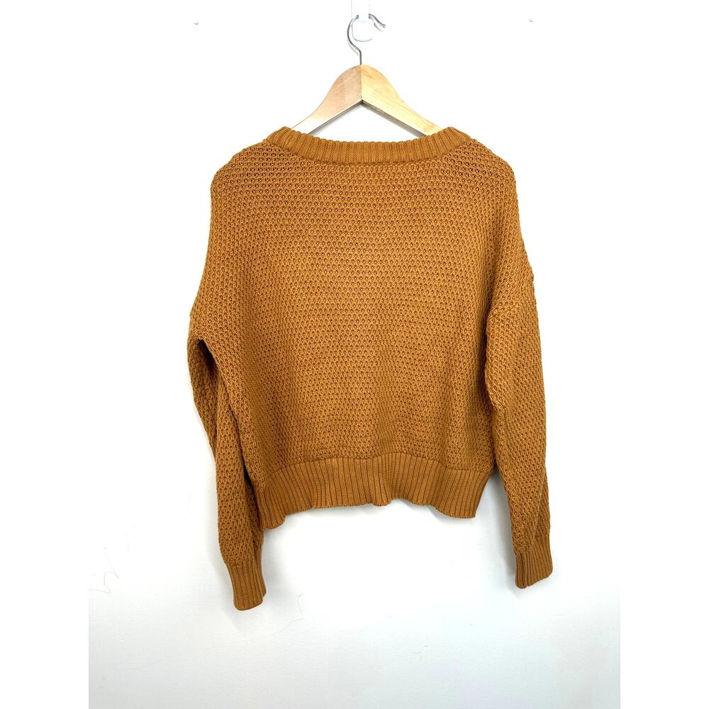 Pact Honeycomb Knit Crew Sweater Camel Size Small 100% Cotton - Picture 5 of 8